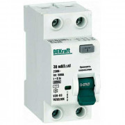 Выключатель дифференциального тока (УЗО) 2п 16А 30мА 6кА DEKraft 