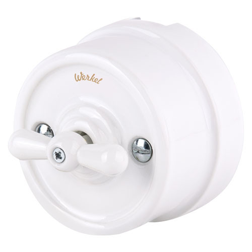 Выключатель двухклавишный на 4 положения Werkel Ретро белый