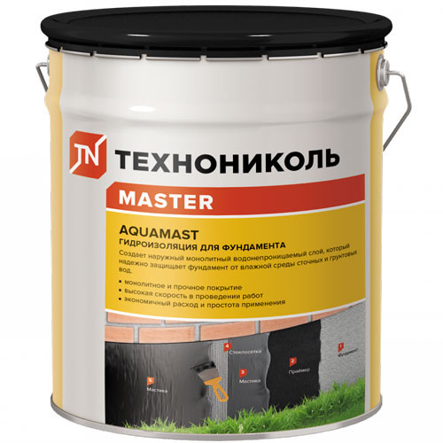 Мастика битумная для фундамента AquaMast (18 кг) Технониколь
