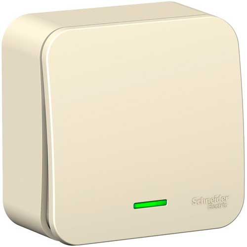 Выключатель одноклавишный ОП Schneider Electric Blanca с подсветкой молочный 