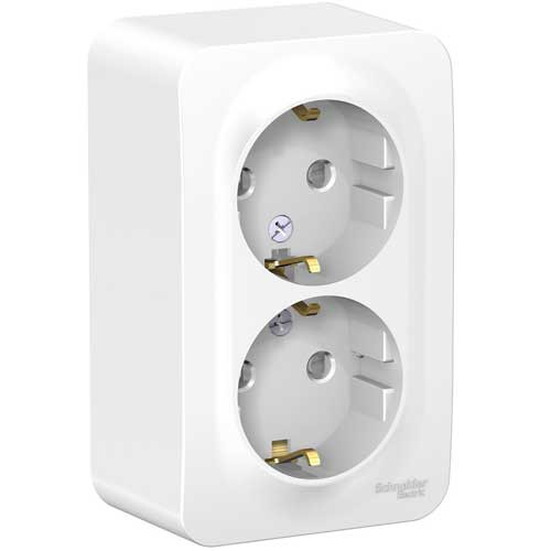 Розетка двойная с заземлением открытой установки Schneider Electric Blanca белый 