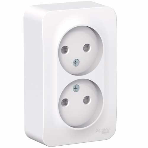 Розетка двойная без заземления открытой установки Schneider Electric Blanca белый 