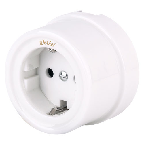 Розетка с заземлением Werkel Ретро белая