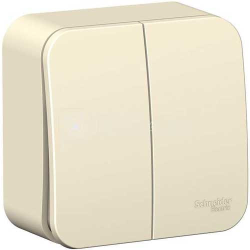 Выключатель двухклавишный ОП Schneider Electric Blanca молочный 