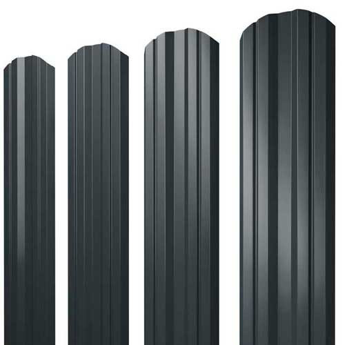 Штакетник металлический фигурный (М) серый (RAL 7024) 1,5 м