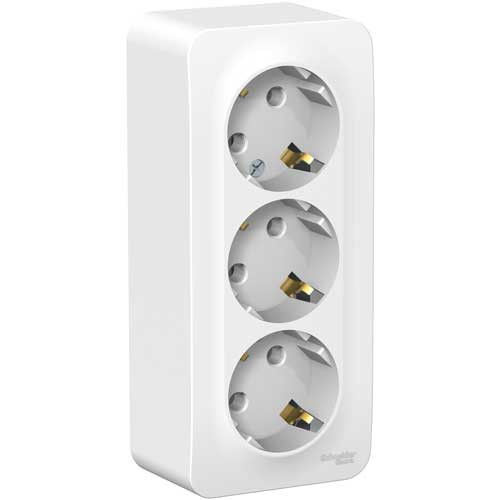 Розетка тройная с заземлением открытой установки Schneider Electric Blanca белый 
