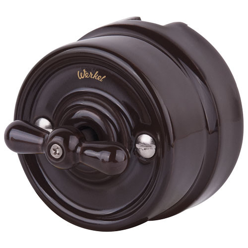 Выключатель двухклавишный на 4 положения Werkel Ретро коричневый 