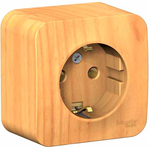 Розетка с заземлением открытой установки Schneider Electric Blanca ясень 