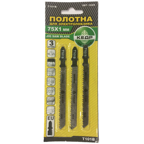 Полотно д/эл. лобзика по дереву 75*1 мм шаг 2,5 (3шт)
