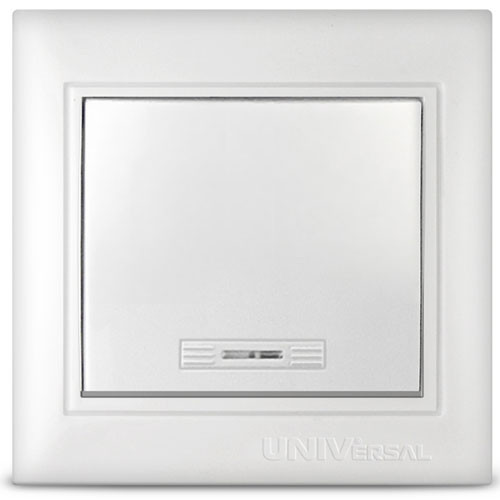 Выключатель одноклавишный c подсветкой скрытой установки белый UNIVersal Севиль