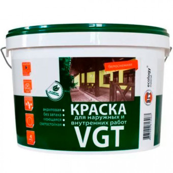 Краска для наружных и внутренних работ Белоснежная 15 кг VGT