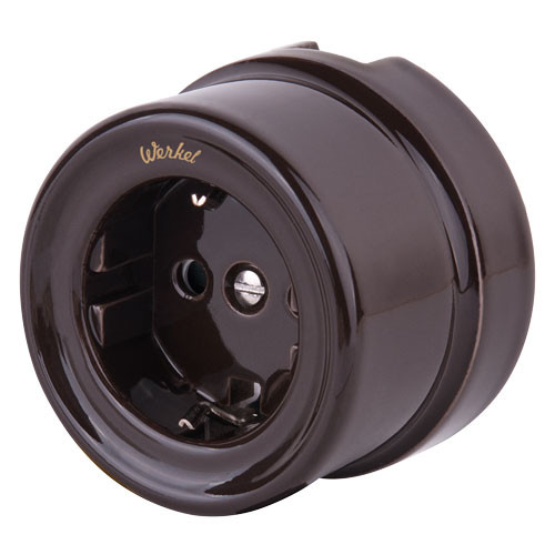 Розетка с заземлением Werkel Ретро коричневая