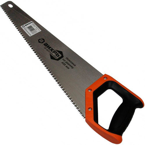 Ножовка по дереву ВИХРЬ  400мм 3D заточка двухкомпонентная рукоятка
