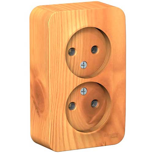 Розетка двойная без заземления открытой установки Schneider Electric Blanca ясень 