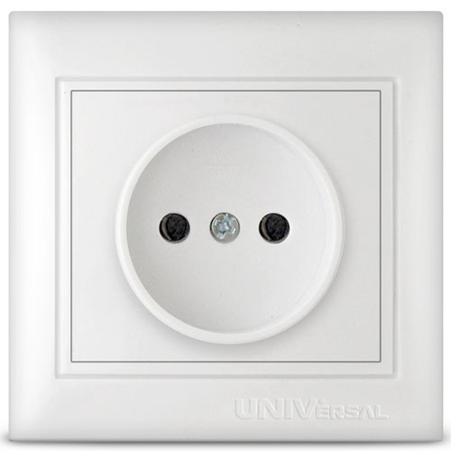 Розетка одинарная без заземления скрытой установки белый UNIVersal Севиль