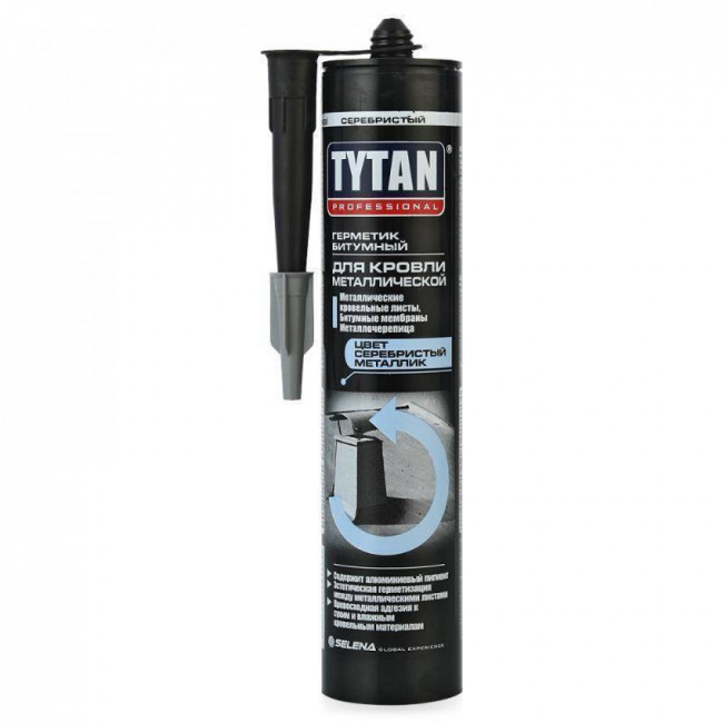 Герметик для металлической кровли битумный серебристый 310 мл. TYTAN