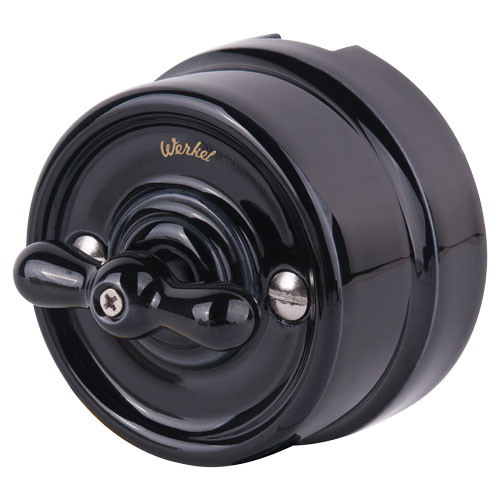 Выключатель двухклавишный на 4 положения Werkel Ретро черный