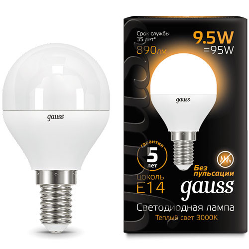 Лампа светодиодная Clobe E14 9.5Вт 3000К GAUSS