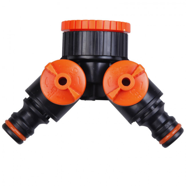 Адаптер тройник для шлангов с двумя запорными кранами с внут.рез. 1 и переходом 1-3/4 AP 1019