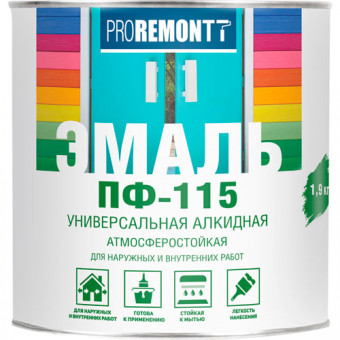 Краска эмаль  ПФ-115 зеленая 1.9 кг. Лакра PROREMONTT