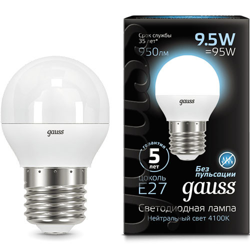 Лампа светодиодная Clobe E27 9.5Вт 4100К GAUSS