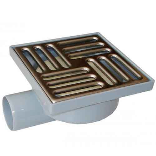 Трап пластиковый с сухим сифоном. ф 50 угловой (15х15 решётка нерж.)