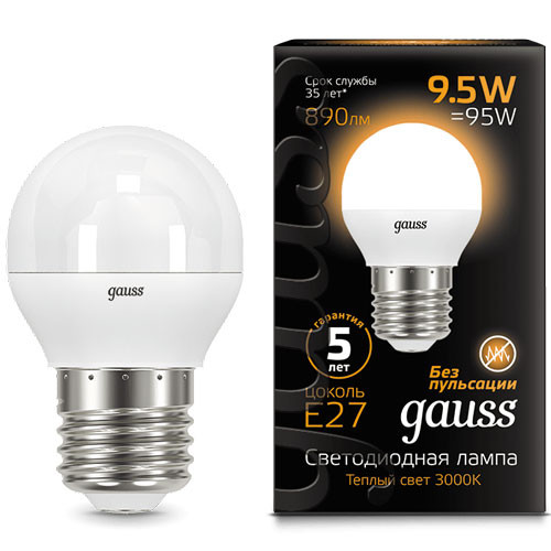 Лампа светодиодная Clobe E27 9.5Вт 3000К GAUSS