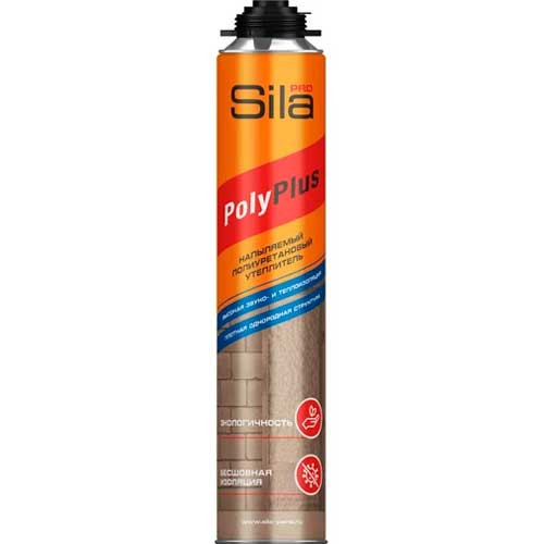 Полиуретановый напыляемый утеплитель SILA PRO POLYPLUS. 850 мл.