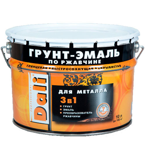 Грунт-эмаль по ржавчине черная (10 л) Dali