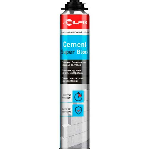 Клей-пена для газобетонных блоков SILFIX Cement Super Block. 750 мл.