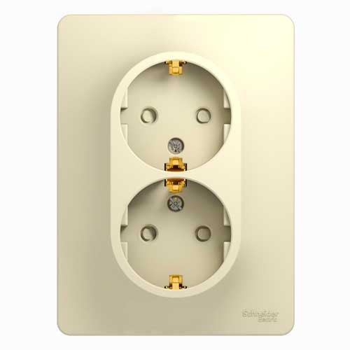 Розетка двойная с заземлением СП Schneider Electric Glossa бежевый