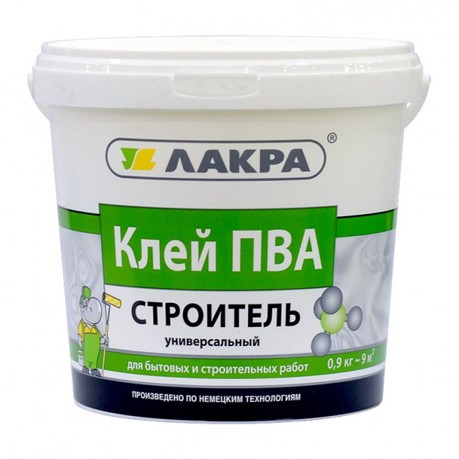 Клей ПВА универсальный СТРОИТЕЛЬ 0,9 кг Лакра