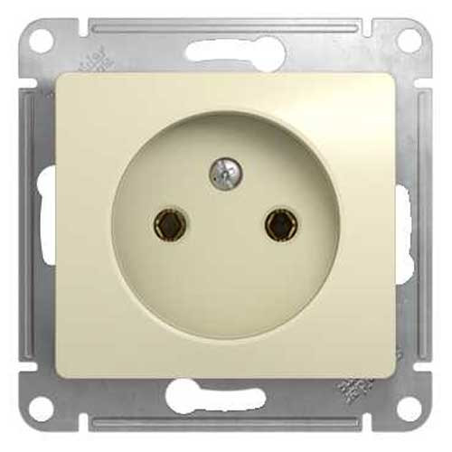 Розетка одинарная без заземления СП Schneider Electric Glossa бежевый