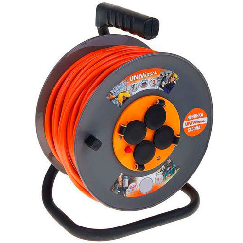 Удлинитель на катушке 4х50м ПВС 3х1.5 с заземлением IP44 UNIVERSAL