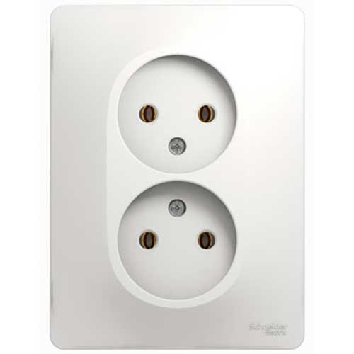 Розетка двойная без заземления СП Schneider Electric Glossa белый