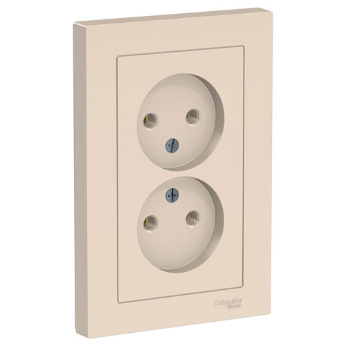 Розетка двойная без заземления СП Schneider Electric AtlasDesign бежевая