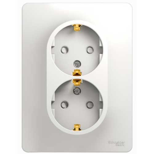 Розетка двойная с заземлением СП Schneider Electric Glossa белый