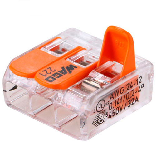 Клеммник 3*(0,14-4) WAGO прозрачный