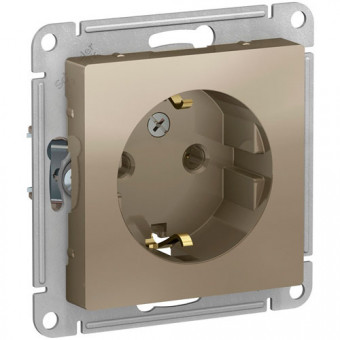 Розетка одинарная с заземлением СП Schneider Electric AtlasDesign шампань