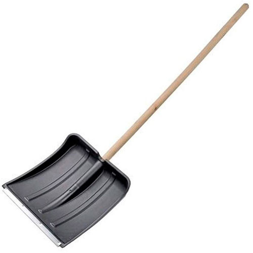 Лопата снеговая Витязь 380*365 мм с планкой и деревянным черенком