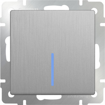 Выключатель одноклавишный с подсветкой СП Werkel серебряный рифленый