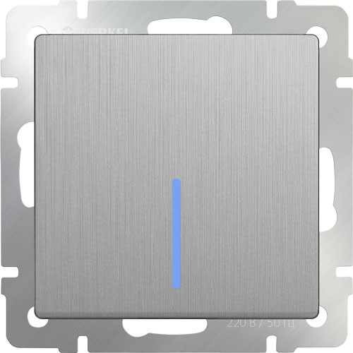 Выключатель одноклавишный с подсветкой СП Werkel серебряный рифленый