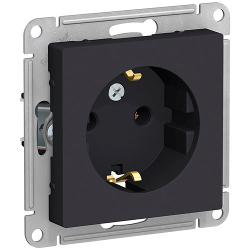 Розетка одинарная без заземления СП Schneider Electric AtlasDesign карбон