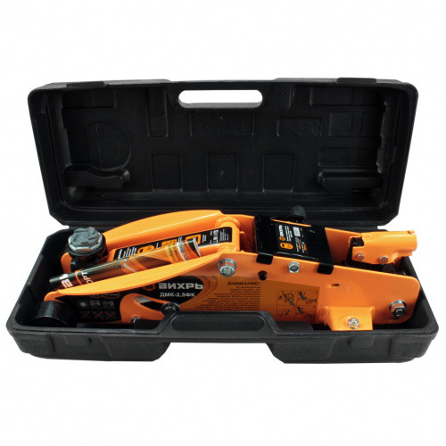 Домкрат гидравлический подкатной ДМК-2.5ФК(2т.140-390мм с фиксатором в кейсе)Вихрь