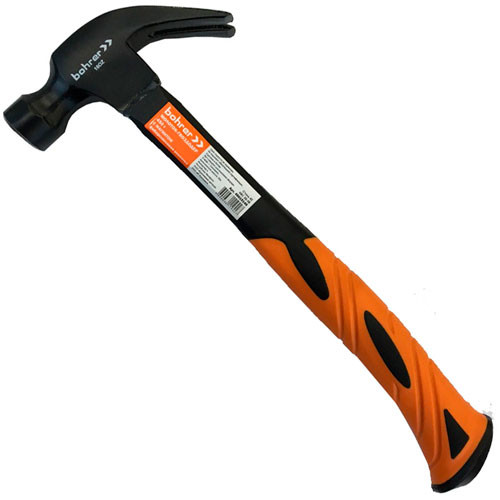 Молоток-гвоздодер  Bohrer  450 г. рукоятка фибергласс с резиновым покрытием