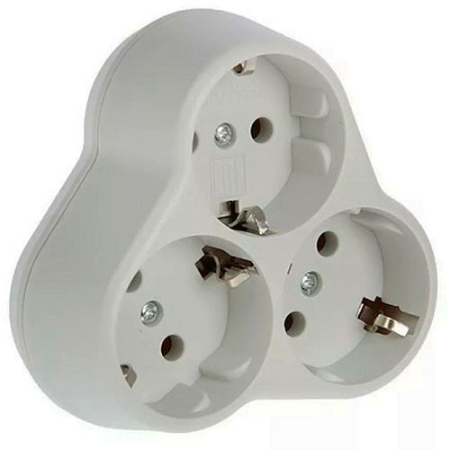 Тройник с заземлением  круглый 16А