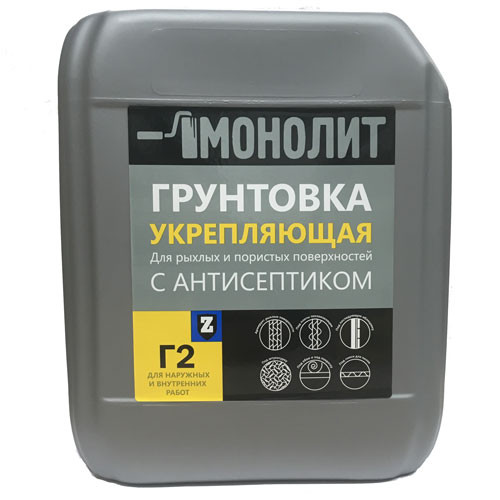 Грунтовка укрепляющая глубокого проникновения  МОНОЛИТ 5 кг Зелест