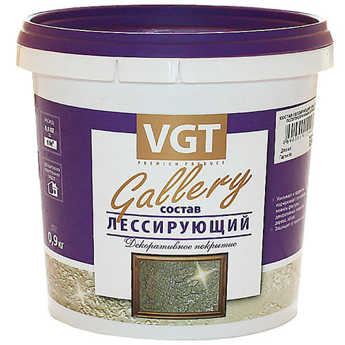 Состав лессирующий VGT Gallery серебристо-белый 0,9 кг