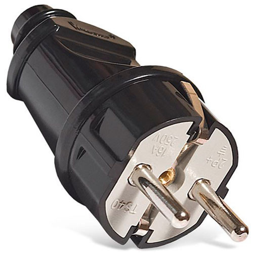 Вилка с заземлением черная (UNIVERSAL) 16А