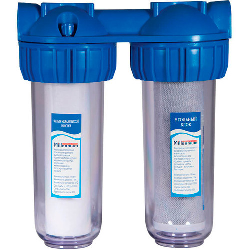 Фильтр тонкой очистки 2 ступенчатый с картриджем 1 дюйм Millennium